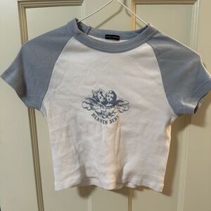 Brandy Melville Heaven Sent Baby Blue Cropped Tee